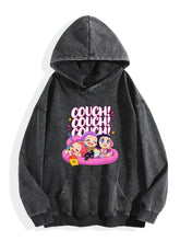 Pop Demon Hunters Couch Chibi Group Vintage Washed Hoodie Anime Sweatshirt