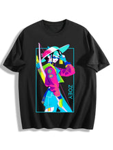 Pop Demon Hunters Zoey Neon Pop Art Oversized T Shirt Anime Tee