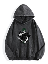 Jujutsu Kaisen Vintage Washed Hoodie Anime Graphic Sweatshirt
