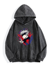 Jujutsu Kaisen Satoru Gojo Vintage Washed Hoodie Anime Graphic Sweatshirt