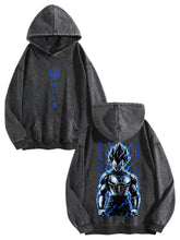 Dragon Ball Vegeta Vintage Washed Hoodie Anime Hooded Sweatshirt