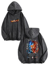 Demon Slayer Rengoku Kyojuro Vintage Washed Hoodie Anime Sweatshirt