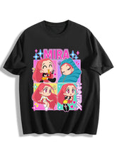 Pop Demon Hunters Mira Four Panel Chibi Oversized T Shirt Anime Tee