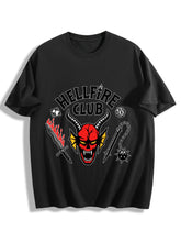 Pop Demon Hunters Hellfire Club Retro Devil Graphic Oversized T Shirt Stranger Things Tee