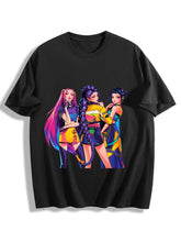 Pop Demon Hunters Trio Character Group Graphic Oversized T Shirt Anime Tee