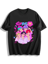 Pop Demon Hunters Group Portrait Vintage Graphic Oversized T Shirt Anime Tee