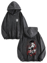 Attack On Titan Eren Vintage Washed Hoodie Anime Graphic Sweatshirt