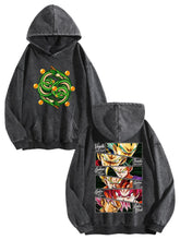Dragon Ball Shenron & Super Saiyan Vintage Washed Hoodie Anime Sweatshirt