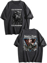 Attack On Titan Vintage Washed Double Sided Print Oversized T Shirt Anime Tee