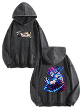 Demon Slayer Akaza Vintage Washed Hoodie Anime Sweatshirt