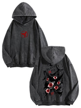 Naruto Sharingan Vintage Washed Hoodie Anime Sweatshirt