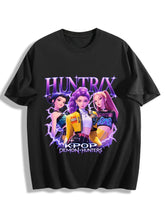 Pop Demon Hunters Huntrix Vintage Group Portrait Oversized T Shirt Anime Tee