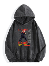 Jujutsu Kaisen Yuji Itadori Vintage Washed Hoodie Anime Sweatshirt