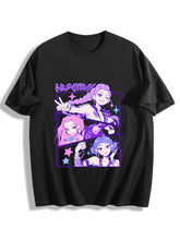 Pop Demon Hunters Huntrix Purple Panel Group Oversized T Shirt Anime Tee