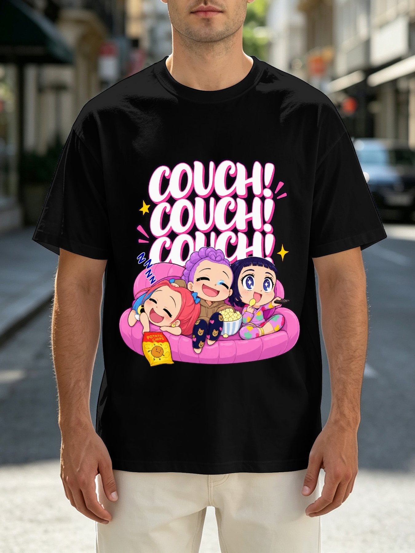 Huntrix Couch Chibi Character Oversized T-Shirt