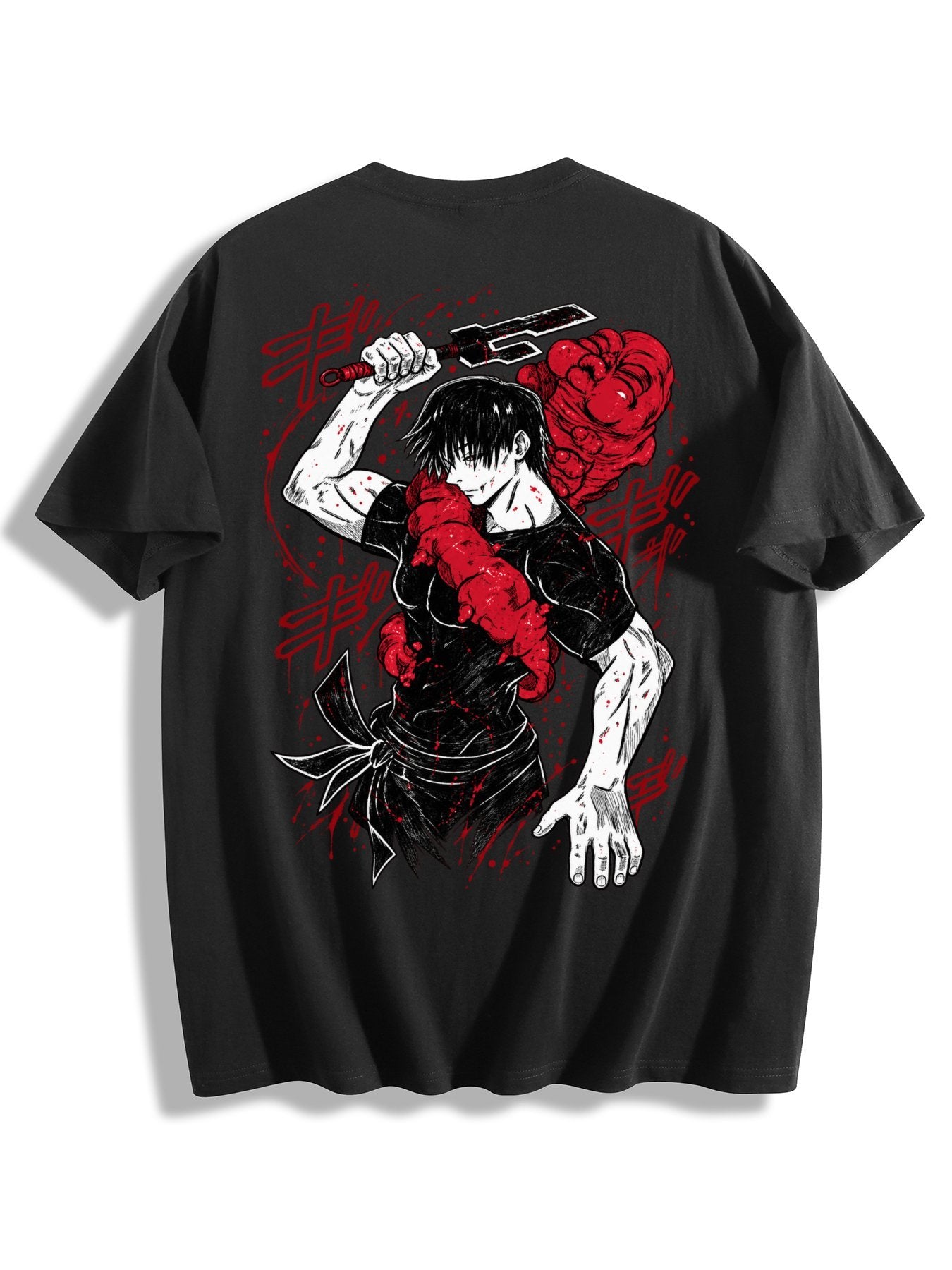 Toji Fushiguro Red Accent Black Anime Tee