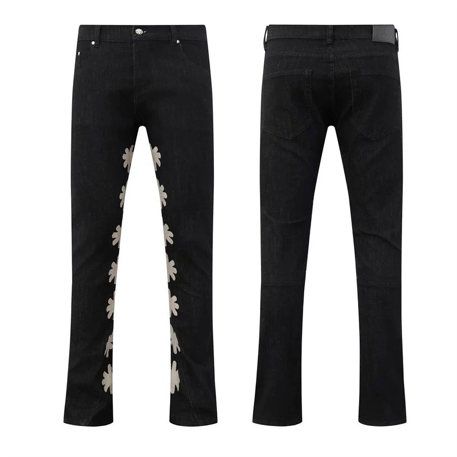 LOSTSHDWS Logo Patchwork Embroidered Slim Fit Unisex Jeans
