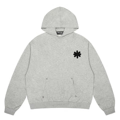LOSTSHDWS Sunflower Embroidered Solid Color Loose Unisex Hoodie