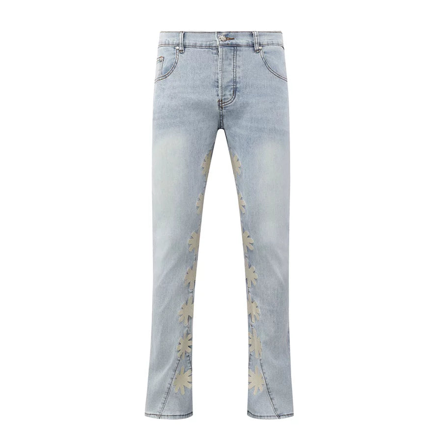 LOSTSHDWS Logo Patchwork Embroidered Slim Fit Unisex Jeans