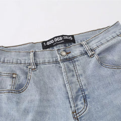 LOSTSHDWS Logo Patchwork Embroidered Slim Fit Unisex Jeans