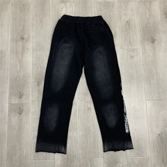 LOSTSHDWS Distressed Washed Letter Print Loose Unisex Sweatpants