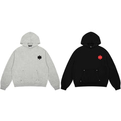LOSTSHDWS Sunflower Embroidered Solid Color Loose Unisex Hoodie