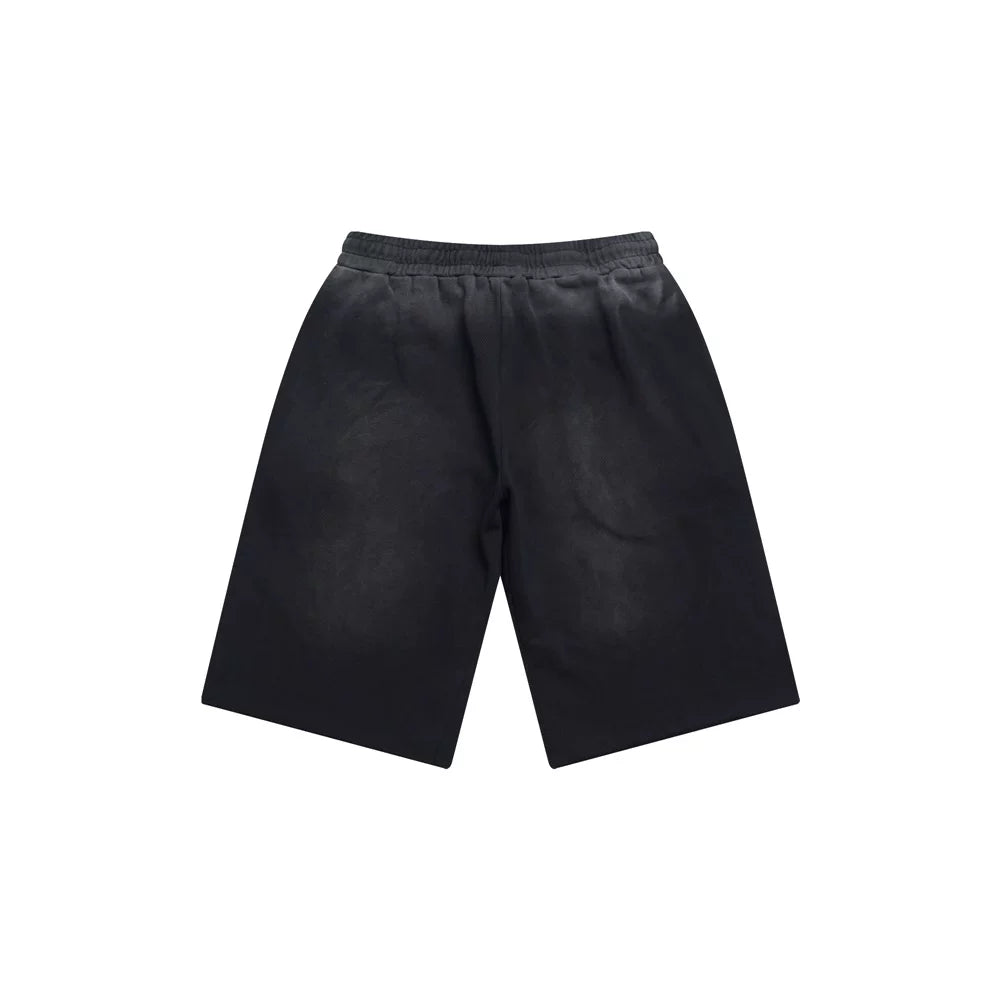 LOSTSHDWS Skull Print Distressed Rivet Loose Unisex Cotton Five‑Quarter Shorts