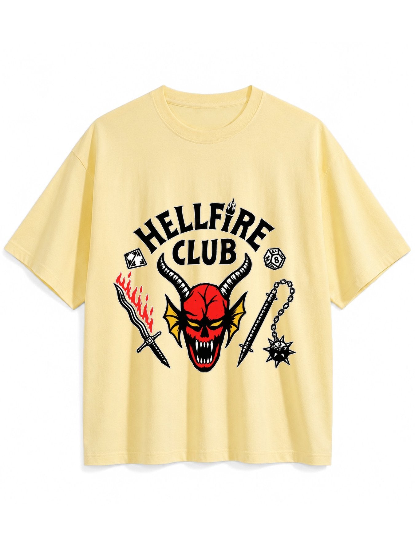 Hellfire Club Retro Devil Graphic Oversized T-Shirt
