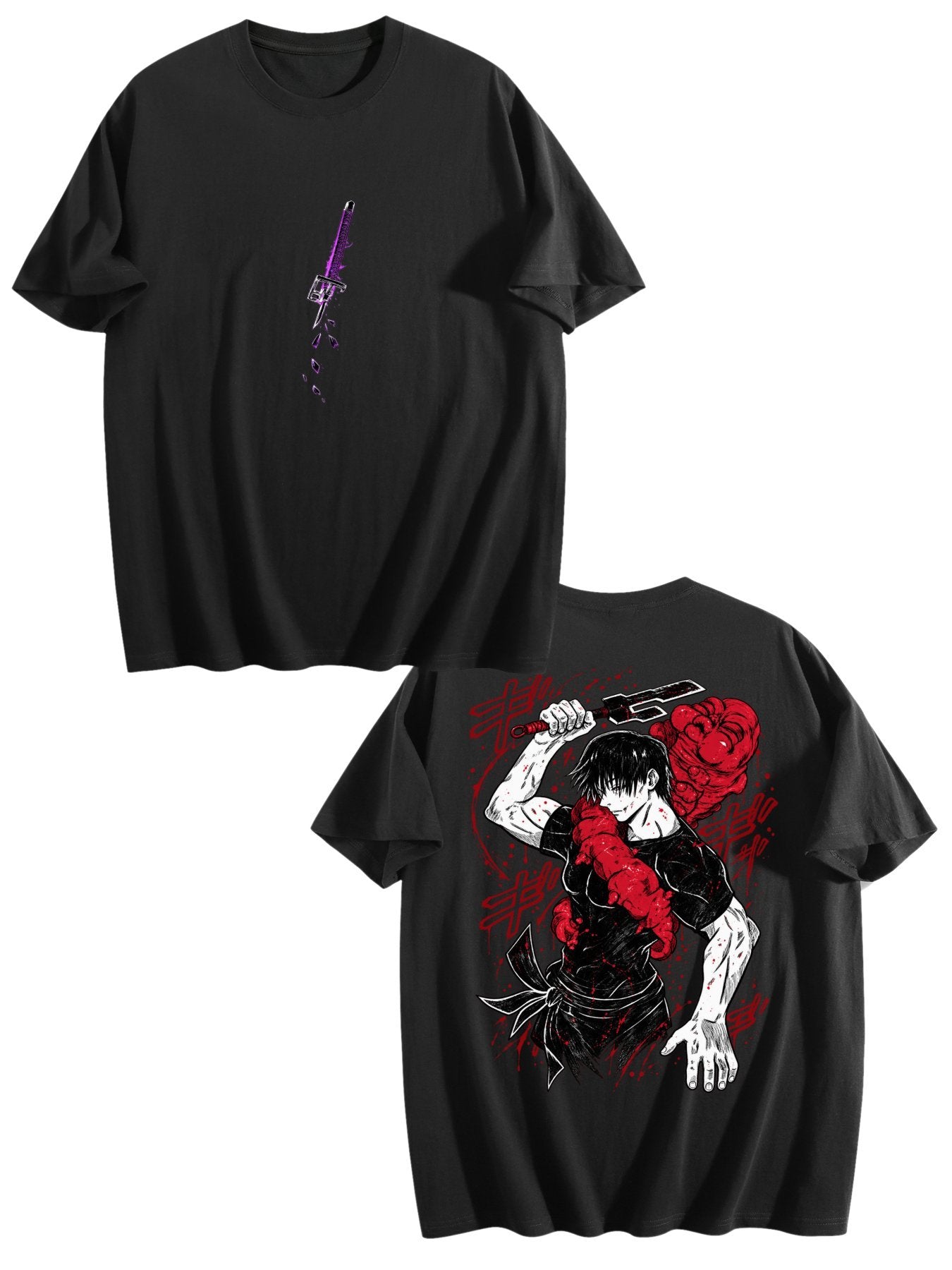 Toji Fushiguro Red Accent Black Anime Tee